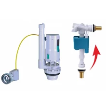 Комплект арматура для бочка унитаза с тросом на 2 кнопки Ganzer GZ8589
