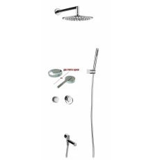 Смеситель для ванны и душа скрытого монтажа в стену с тропическим душем из латуни Ganzer GZ19165 хром