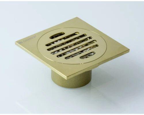 Трап прямой с обратным клапаном 10х10 Ganzer T001-P золото