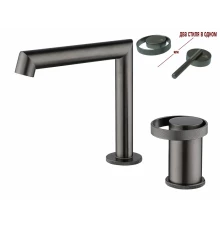 Смеситель на борт раковины 2 отверстия от бренда Ganzer GZ19114-Q графит