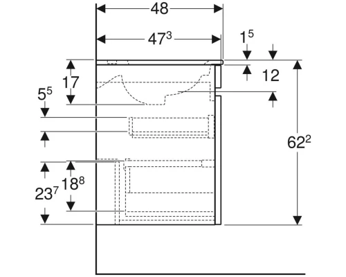 Комплект мебели темно-серый матовый 60 см Geberit Renova Plan 529.915.JK.6
