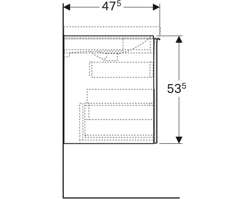 Тумба черный глянец/черный матовый 64 см Geberit Acanto 500.610.16.1