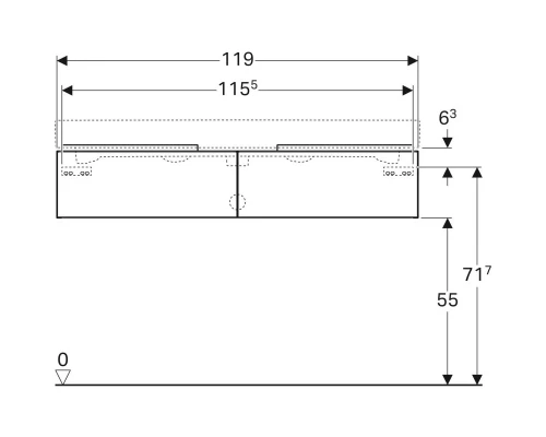 Тумба платина глянец 119 см Geberit iCon 840122000