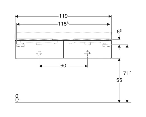 Тумба платина глянец 119 см Geberit iCon 840222000