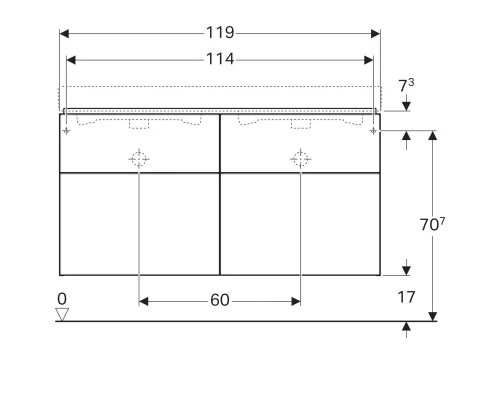 Тумба платина глянец 119 см Geberit iCon 840522000