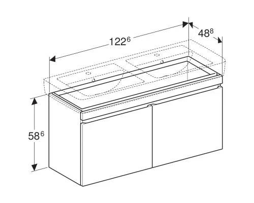 Тумба белый глянец 122,6 см Geberit Renova Plan 869130000