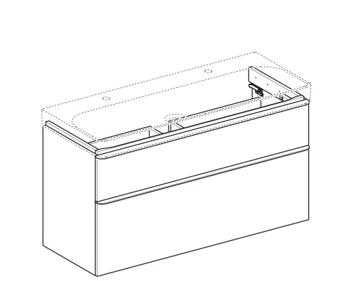 500.355.00.1 Geberit Smyle Square Шкафчик под раковину с двумя выдвижными ящиками, для раковины 120 см, высота 61.7 см, белый глянец