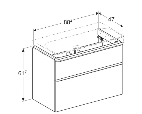 Тумба песочный глянец 88,4 см Geberit Smyle Square 500.354.JL.1