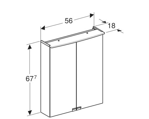 Зеркальный шкаф 56x7,7 см белый матовый Geberit Option Basic 500.258.00.1