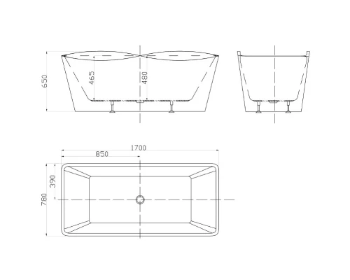 Акриловая ванна 170x78 см Gemy G9240