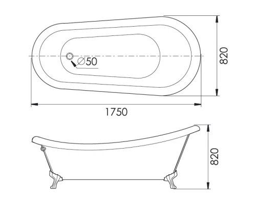 Акриловая ванна 175x82 см Gemy G9030 C