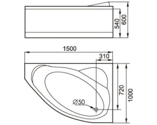 Акриловая гидромассажная ванна 150x100 см R Gemy G9009B R