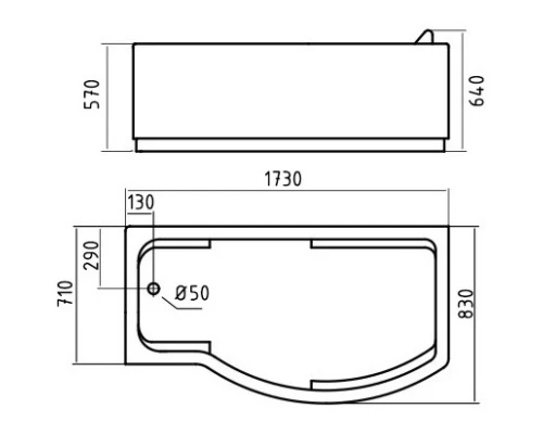 Акриловая гидромассажная ванна 173x83 см L Gemy G9010B L