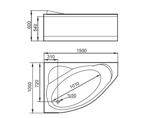Акриловая гидромассажная ванна 150x100 см L Gemy G9009B L
