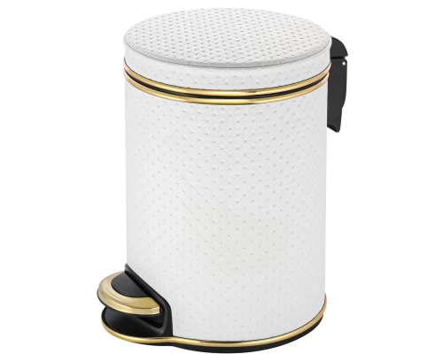 Мусорное ведро 3л, белый золото Geralis Punto V-PWG-M