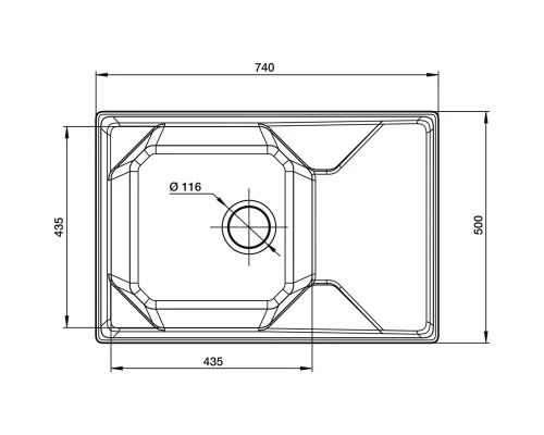 Кухонная мойка GranFest иней Unique GF-U-740L