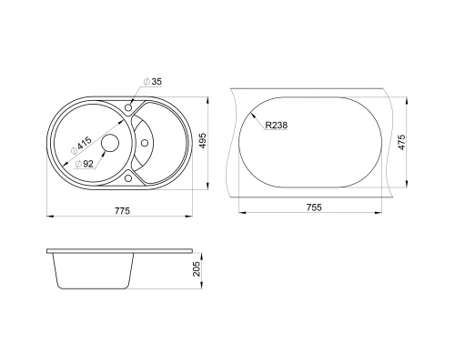 Кухонная мойка Granula базальт 7801bt