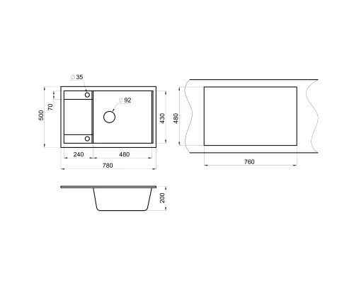 Кухонная мойка Granula шварц 7805sv