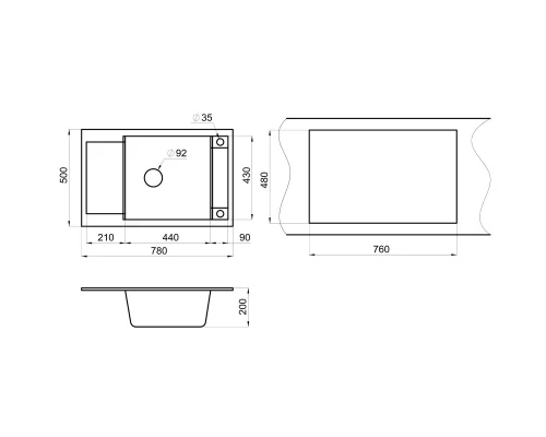 Кухонная мойка Granula базальт 7806bt
