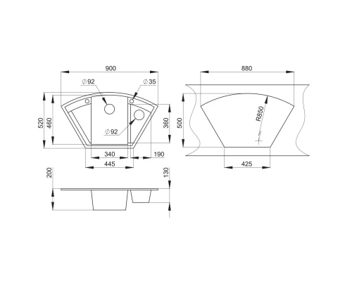 Кухонная мойка Granula черный 9001bl