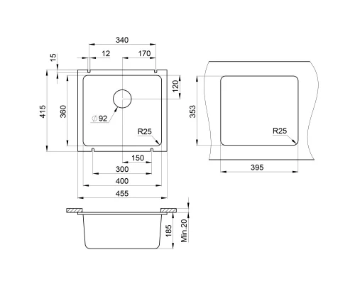 Кухонная мойка Granula шварц 3601sv