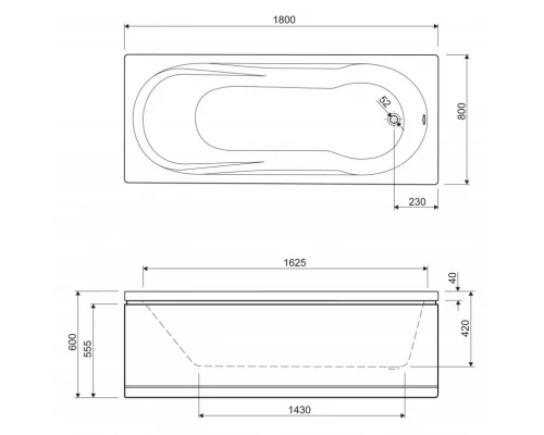 Акриловая ванна 180x80 см Cezares Modena MODENA-180-80-42