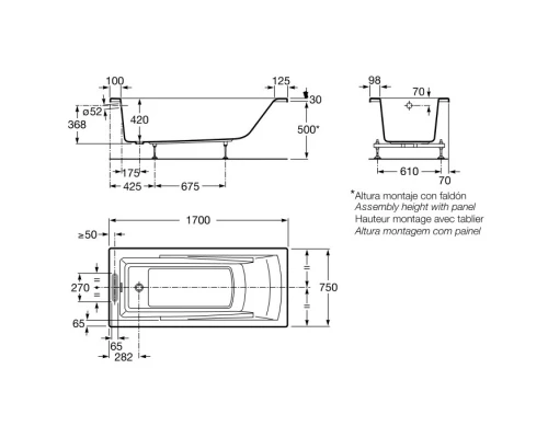 Акриловая ванна 170x75 см Roca Hall ZRU9302768