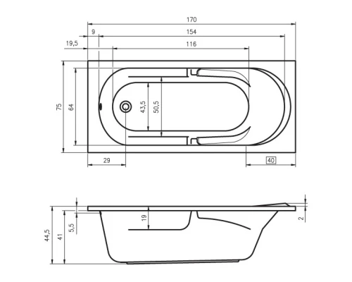 Акриловая ванна 170x75 см Riho Future B073001005