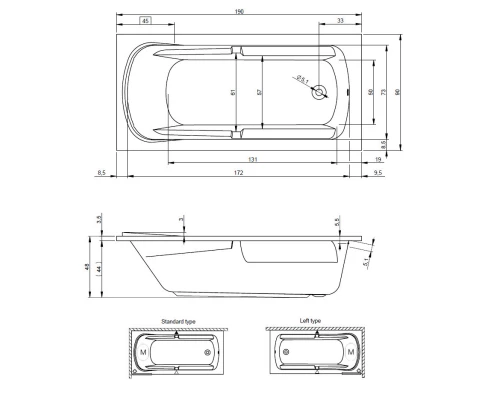 Акриловая ванна 190x90 см Riho Future XL B075001005