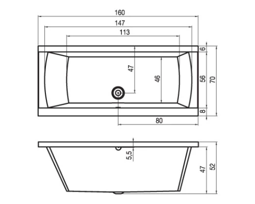Акриловая ванна 160x70 см Riho Julia B024001005