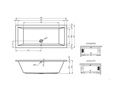 Акриловая ванна 180x80 см Riho Lusso B036001005