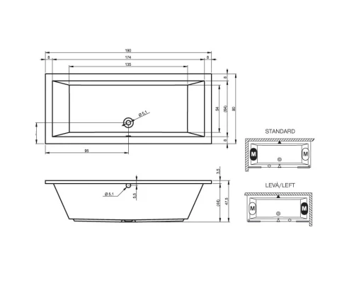 Акриловая ванна 190x80 см Riho Lusso B015001005