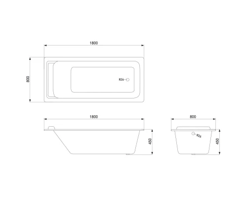 Чугунная ванна 180x80 см без ручек Timo Tarmo C0000100