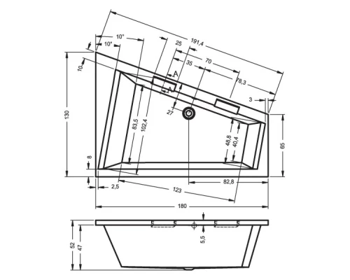 Акриловая ванна 180x130 см Riho Doppio L B034001005