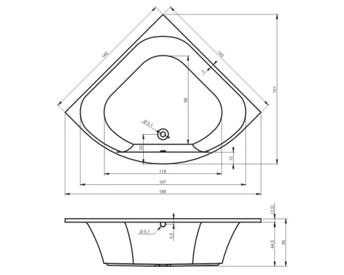 Акриловая ванна 140x140 см Riho Atlanta BB7000500000000
