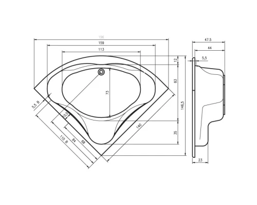 Акриловая ванна 140x140 см Riho Neo B076001005