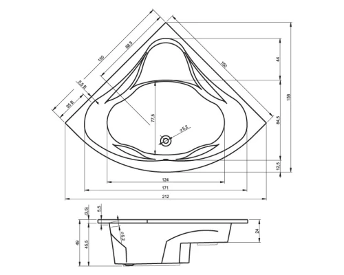 Акриловая ванна 150x150 см Riho Neo B077001005