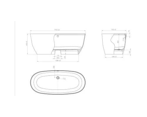 Ванна из литого мрамора 170x75 см Astra-Form Атрия 01010011