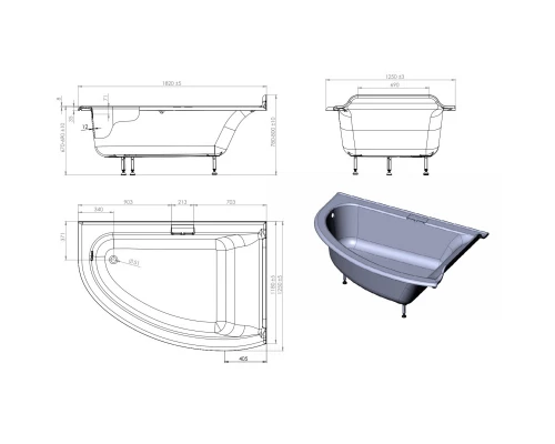 Ванна из литого мрамора 182x125 см R Astra-Form Анастасия 01010024