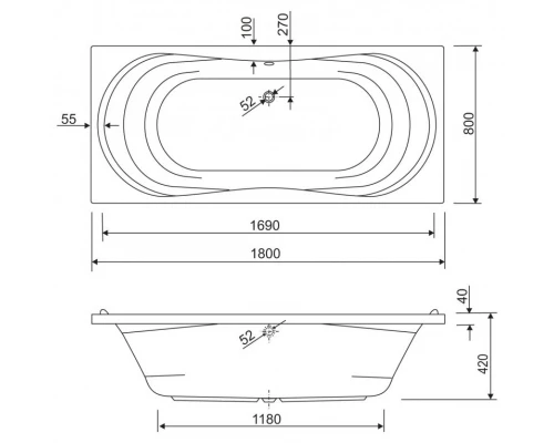 Акриловая ванна 180x80 см Cezares Apollo APOLLO-180-80-49