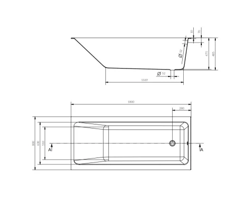 Акриловая ванна 180x80 см Cersanit Crea WP-CREA*180