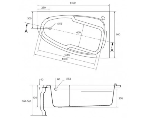 Акриловая ванна 140x90 см R Cersanit Joanna WA-JOANNA*140-R