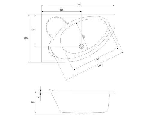 Акриловая ванна 153x100 см L Cersanit Kaliope WA-KALIOPE*153-L