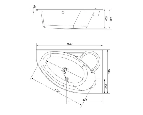 Акриловая ванна 153x100 см R Cersanit Kaliope WA-KALIOPE*153-P
