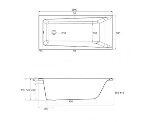 Акриловая ванна 150x70 см Cersanit Lorena WP-LORENA*150