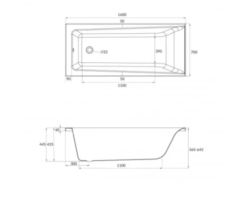 Акриловая ванна 160x70 см Cersanit Lorena WP-LORENA*160
