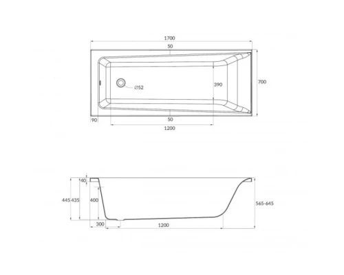 Акриловая ванна 170x70 см Cersanit Lorena WP-LORENA*170