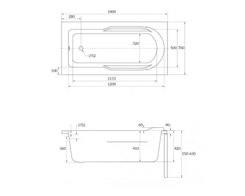 Акриловая ванна 140x70 см Cersanit Santana WP-SANTANA*140