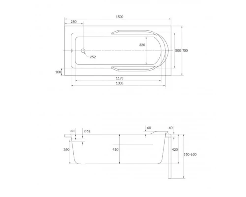 Акриловая ванна 150x70 см Cersanit Santana WP-SANTANA*150