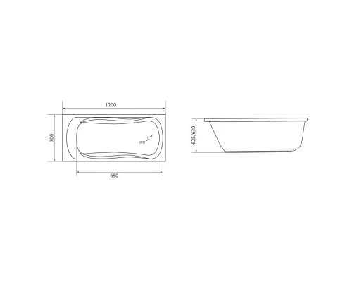 Акриловая ванна 120x70 см Marka One Classic 01кл1270 А